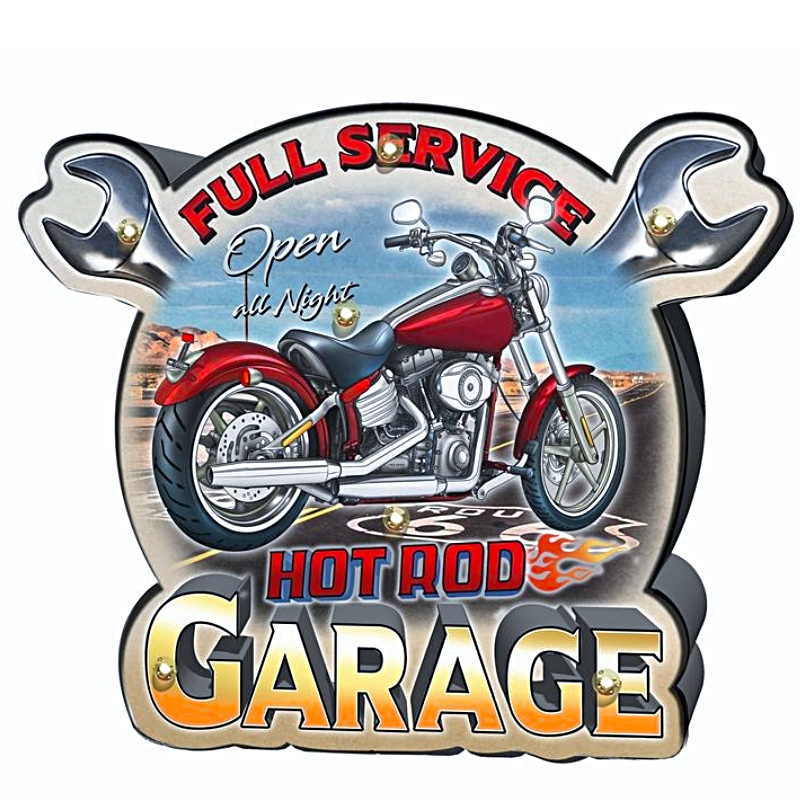 Plaque Vintage biker garage XL LED