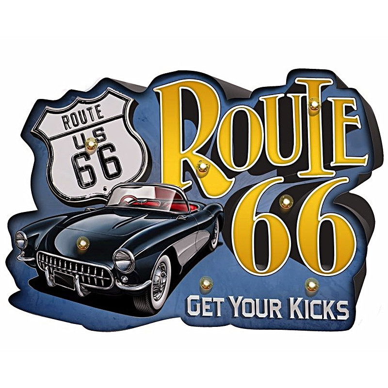 Plaque Vintage Route 66 XL LED