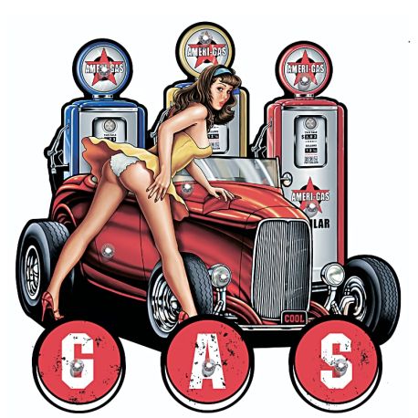 Plaque Vintage PIN UP GAS XL LED