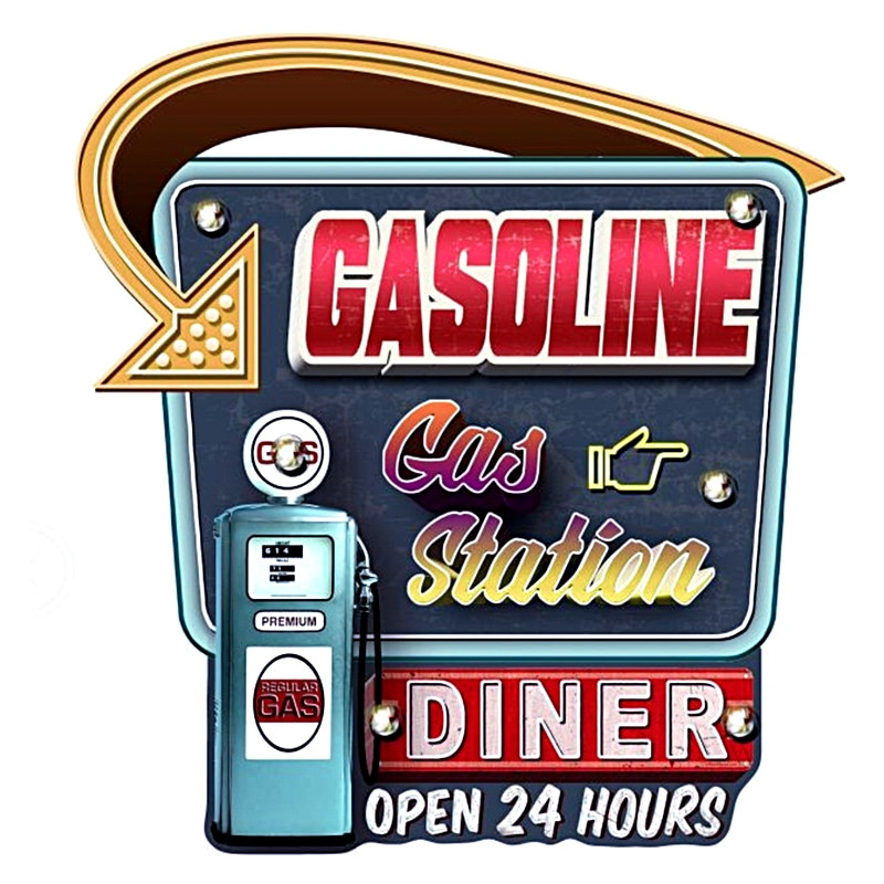 Plaque Vintage Station Service XL LED