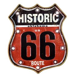 Ecusson lumineux Route 66 RED 35cm