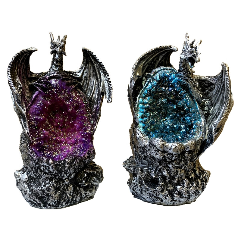 2 Figurines de Dragons Lumineux avec Roche
