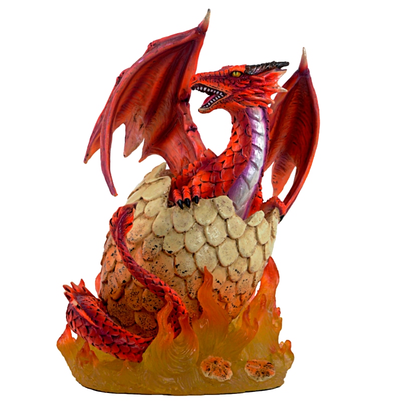 Figurine Dragon Rouge avec oeufs en flamme