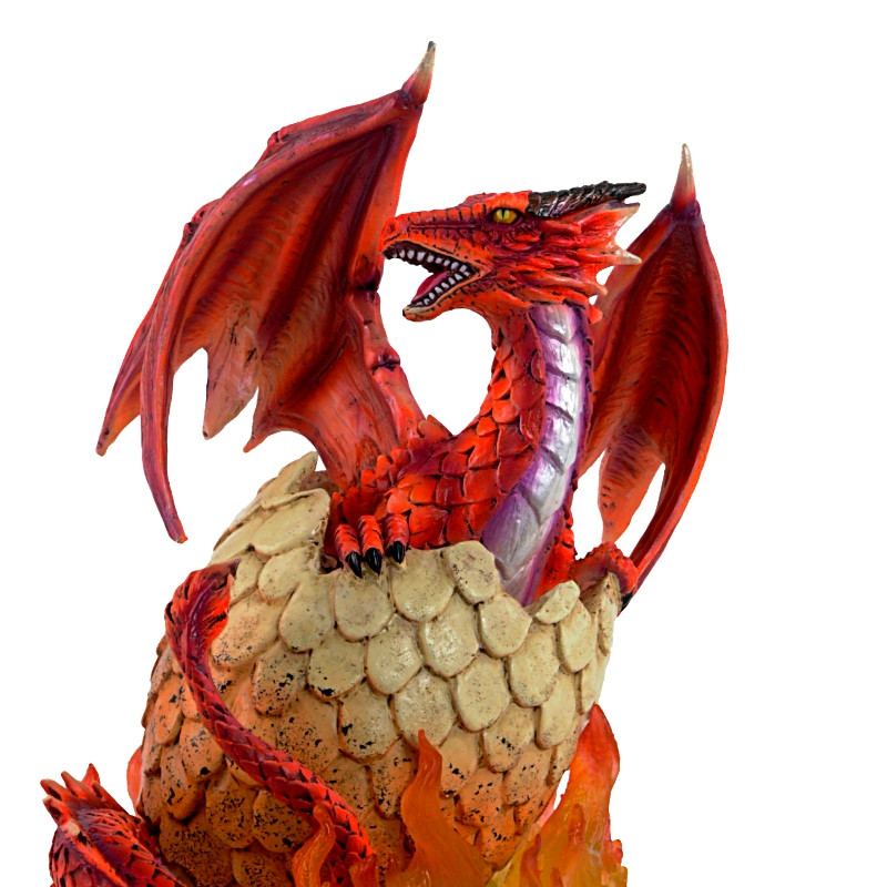 Figurine Dragon Rouge avec oeufs en flamme