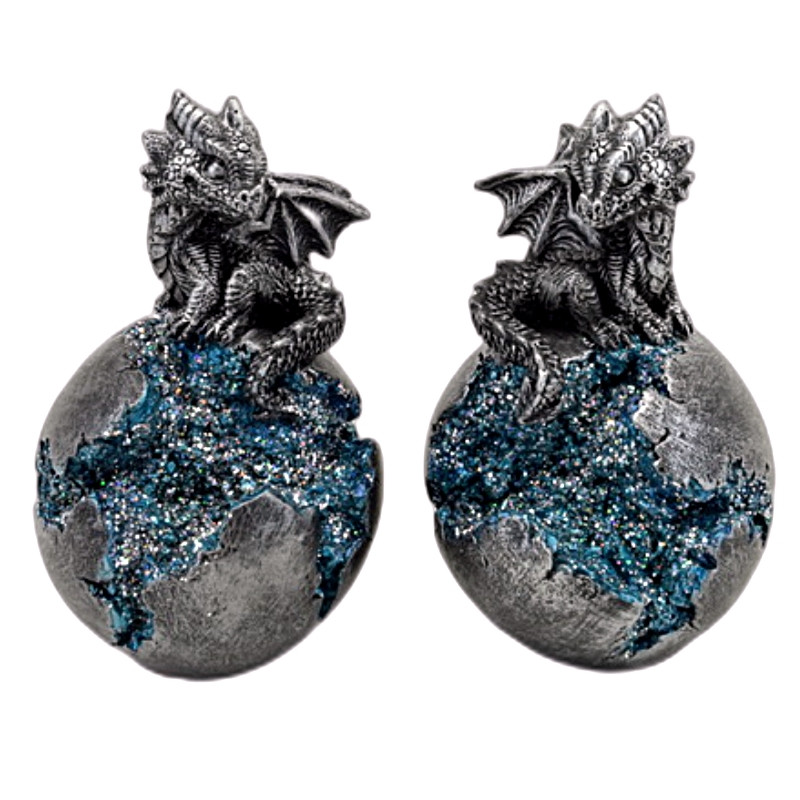 2 Figurines Dragons Grey