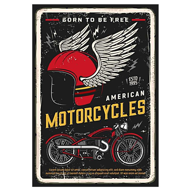 Plaque Métal Vintage Motorcycles