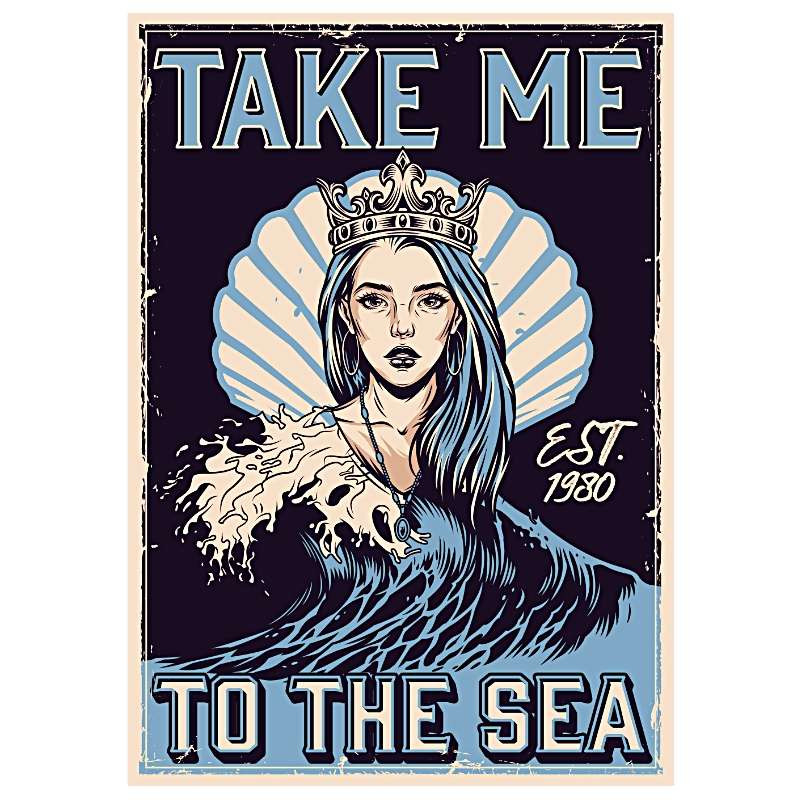 Plaque Métal Vintage Sea