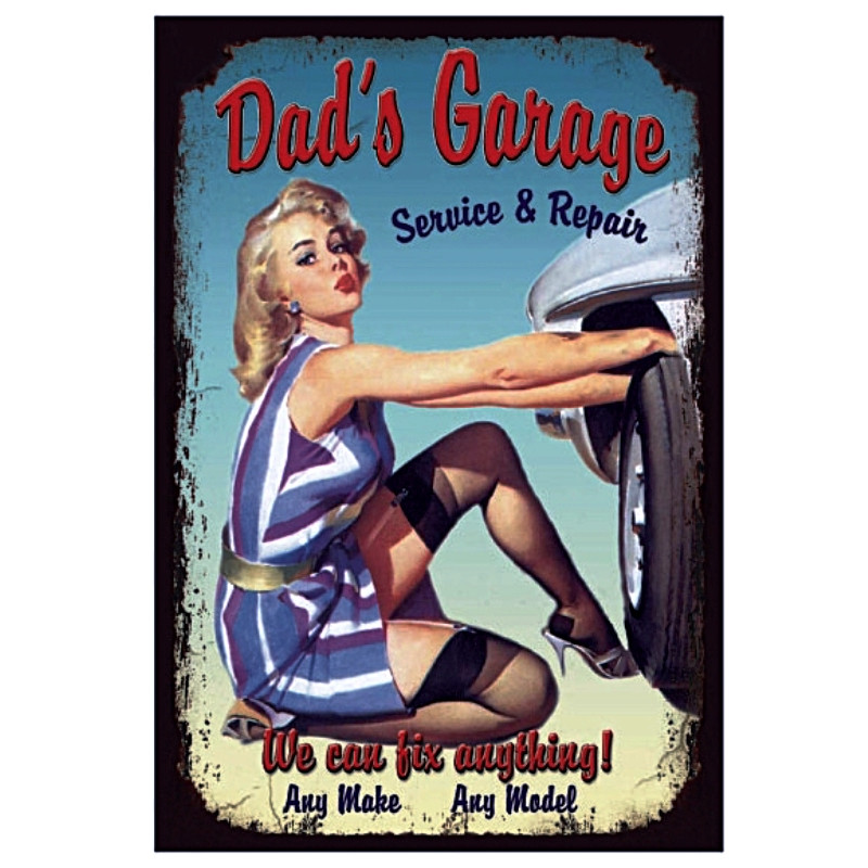 Plaque Déco Mur Pin UpRéparation -- 20x30cm