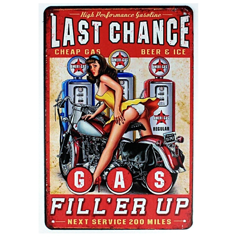 Plaque Vintage Station Service US -- 20x30cm