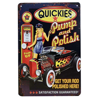 Plaque Vintage Pin up Satisfaction Garantie