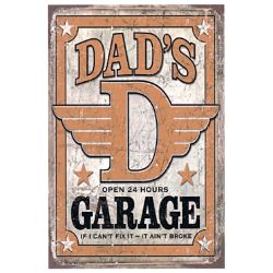 Plaque vintage Dad Garage -- 20x30cm