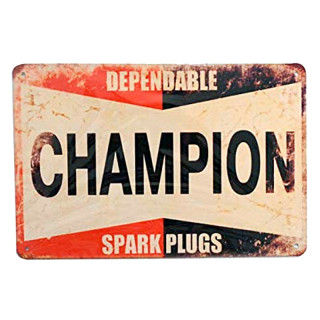 Plaque Vintage Champion Rouge et Noir