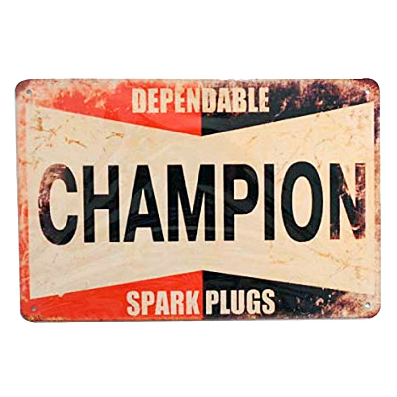 Plaque Vintage Champion Rouge et Noir