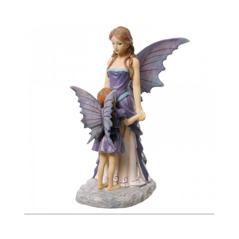 statue fee avec enfant violet
