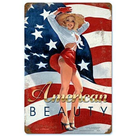 Plaque Déco VintageAmerican Beauty -- 20x30cm