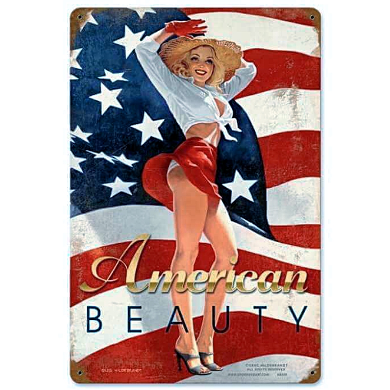 Plaque Déco Vintage American Beauty -- 20x30cm