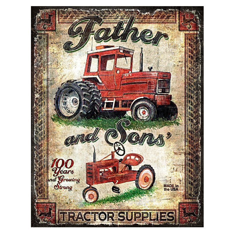 Plaque Metal Décoration Tracteur