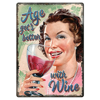 Plaque Métal Vintage Pub Vins -- 20x30cm