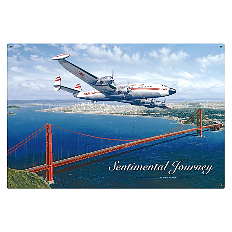 Plaque Mur Vintage TWA avion Americain -- 20x30cm