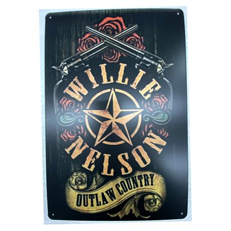 Plaque RétroWestern Willie Nelson -- 20x30cm