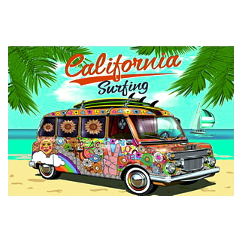 Plaque Vintage California Surfing -- 20x30cm