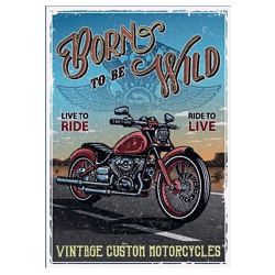 Plaque VintageBorn to be Wild -- 20x30cm