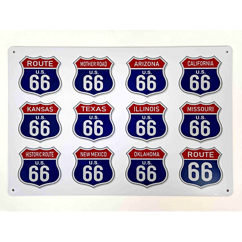 Plaque Rétro Route 66 -- 20x30cm