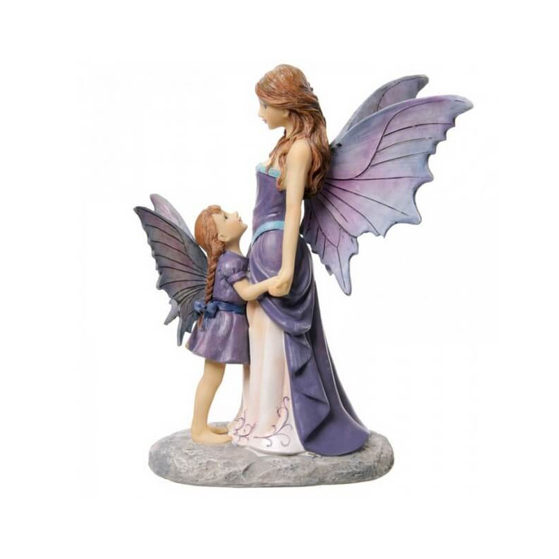 statuette fee avec enfant violet