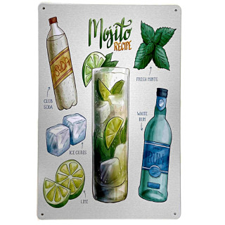 Plaque Décoration Murale Mojito-- 20x30cm