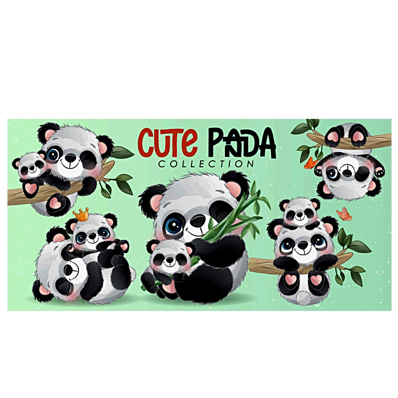 Plaque Vintage Joli Panda -- 20x30cm