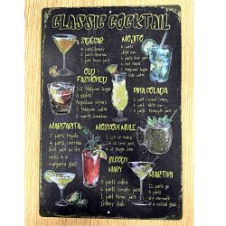 Plaque Vintage Classic Cocktails