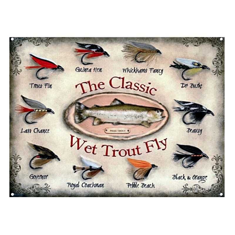 Plaque Vintage Pêche à la Mouche -- 20x30cm