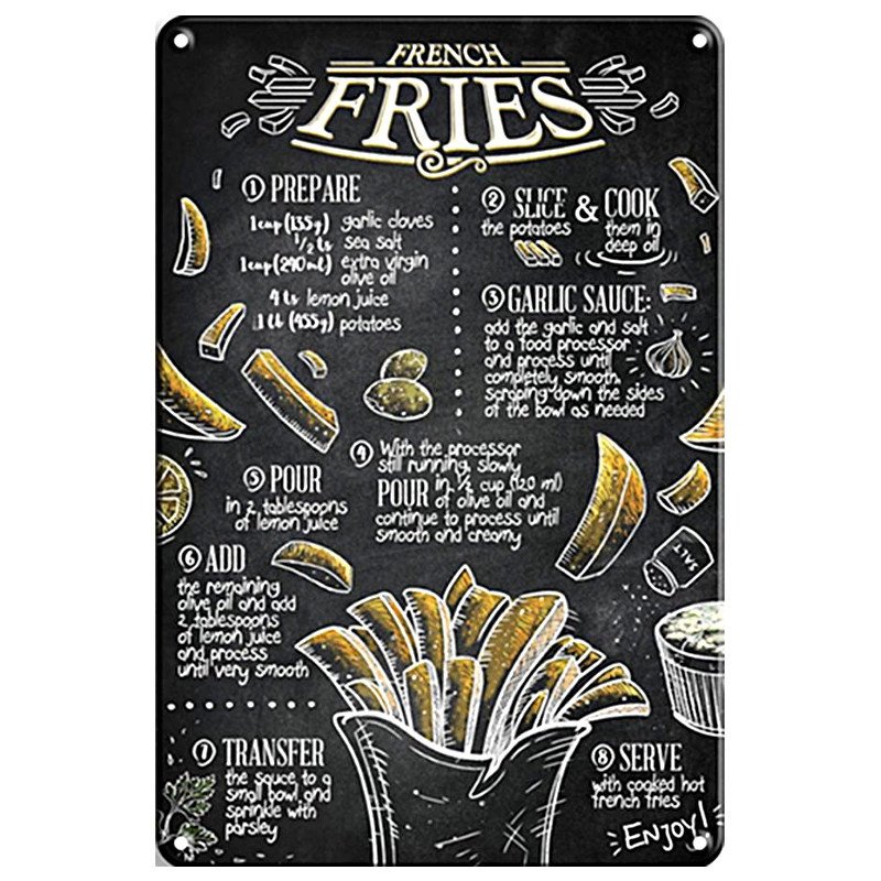Plaque Vintage Frites -- 20x30cm