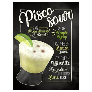 Plaque Vintage Pisco Sour-- 20x30cm