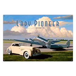 Plaque Vintage Lady Pioneer -- 20x30cm