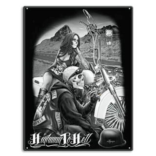 Plaque Vintage Dark Couple Bikers-- 20x30cm