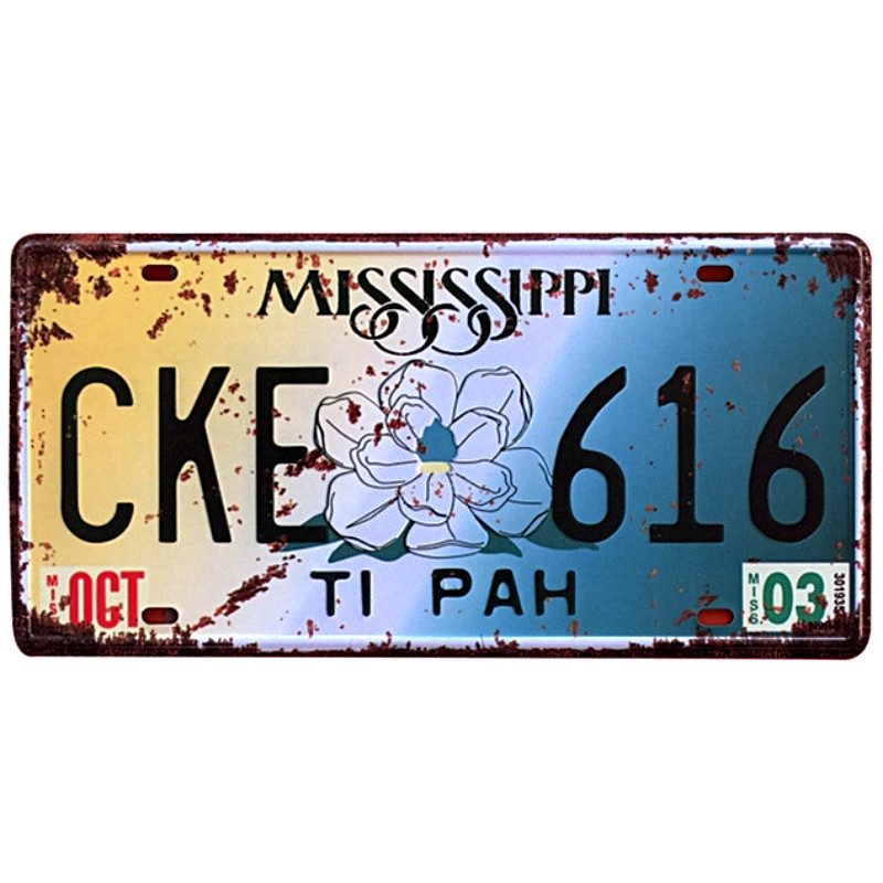 Plaque Vintage immatriculation "Mississipi"