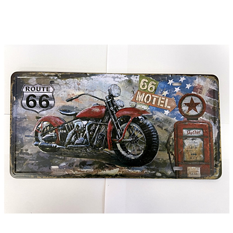 Plaque vintage Motos et Motel Route 66