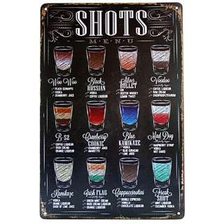 Plaque Métal Décoration Shots -- 20x30cm