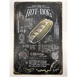 Plaque Vintage Hot Dog NYC-- 20x30cm