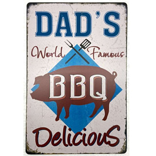 Plaque Métal Vintage Dad BBQ Delicious