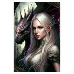 Plaque Métal Fantasy Dragon et Elfe