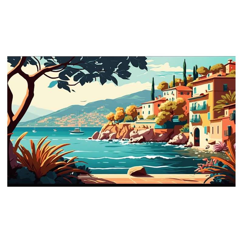 Plaque Métal Paysage Cote d'Azur