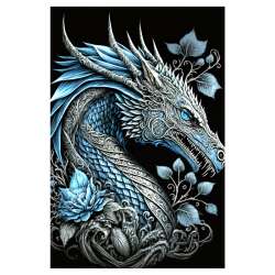 Plaque Métal Fantasy Dragon Bleu
