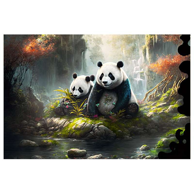 Plaque Métal Vintage Panda Nature