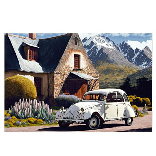 Plaque Métal Vintage 2CV Montagne 2