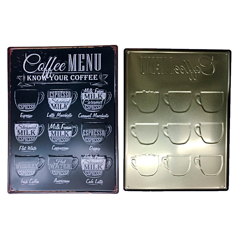 Plaque Métal Café Menu Premium 30x40cm