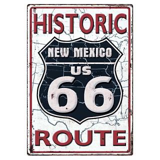 Plaque Vintage route 66 historique Premium 30x40cm