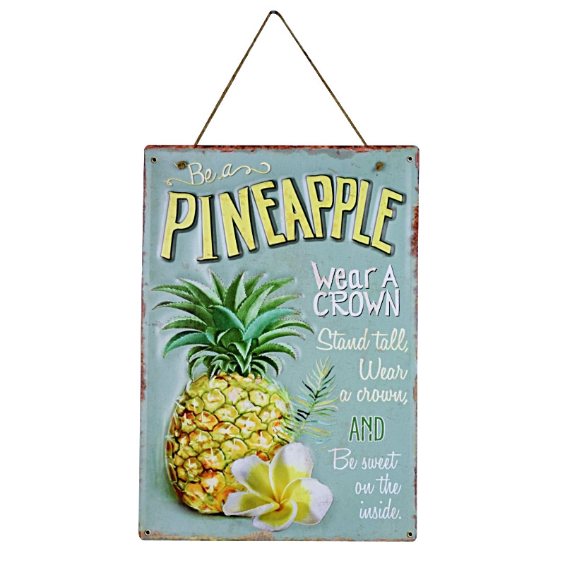 Plaque Décoration Ananas Vintage Premium 30x40cm