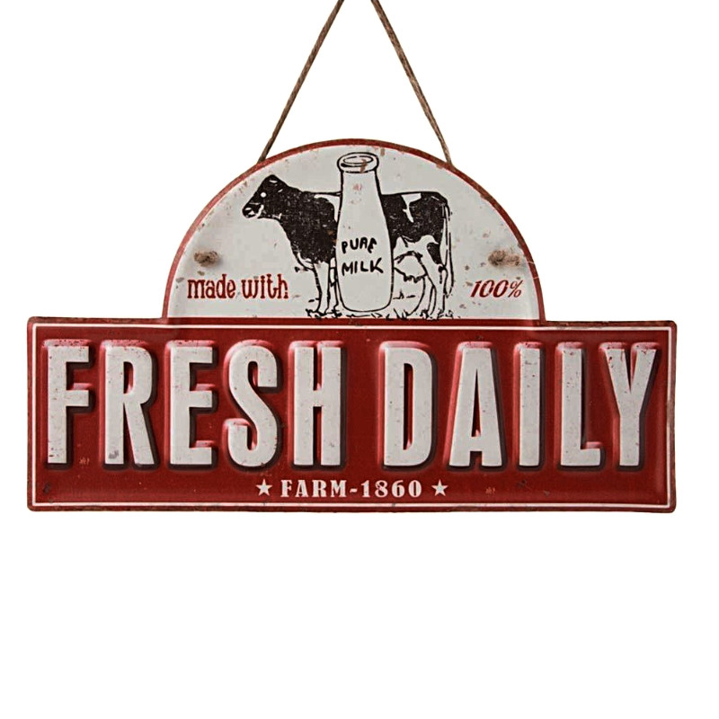Plaque Décoration Lait de la Ferme Premium 30x17cm